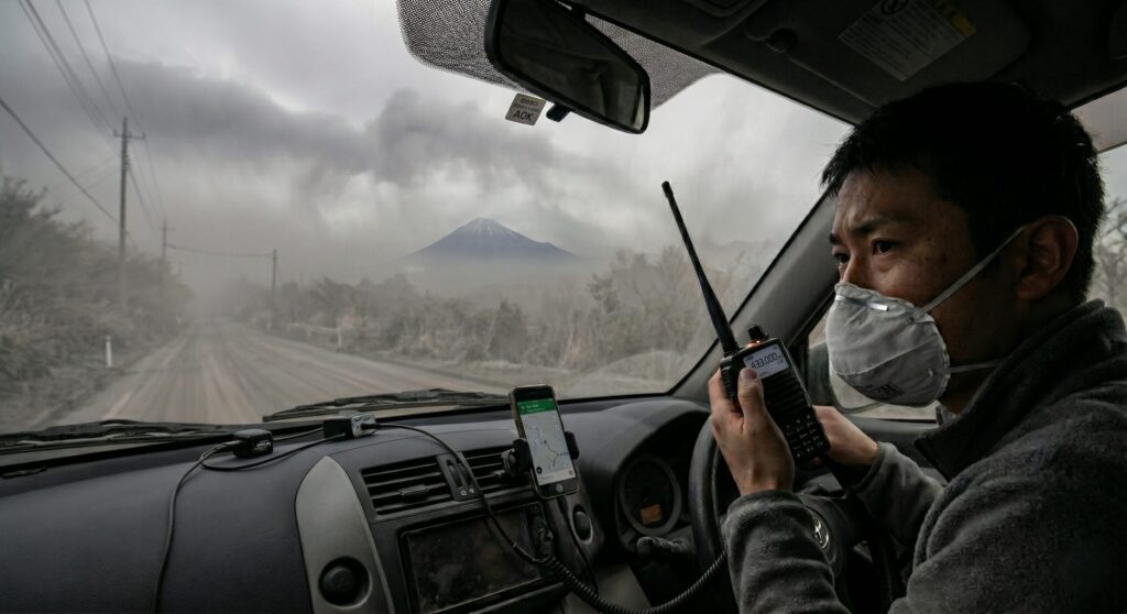富士山噴火などの広域災害時、スマホやインターネットがダウンした際の「最後の命綱」として期待されるアマチュア無線。しかし「火山灰が降り注ぐ中で、本当に電波は飛ぶのか？」という疑問に対し、無線工学の視点から専門的に解説します。144MHz/430MHz帯における伝搬の真実と、運用時に警戒すべき「アンテナへの致命的な影響」とは。