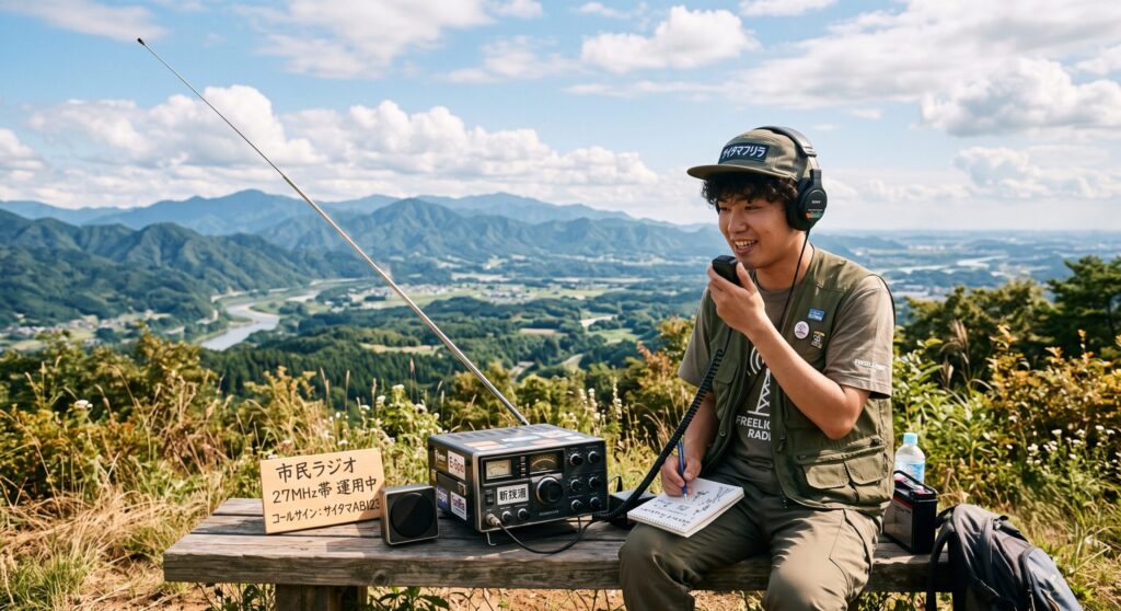 スマホ時代にこそ味わいたい大人の趣味「市民ラジオ（CB無線）」の魅力を徹底解説！資格・免許不要で誰でも始められる手軽さと、自然現象「Eスポ」を利用した奇跡の遠距離交信のロマンとは？無線機の選び方から交信のルールまで、初心者向けに分かりやすく紹介します。