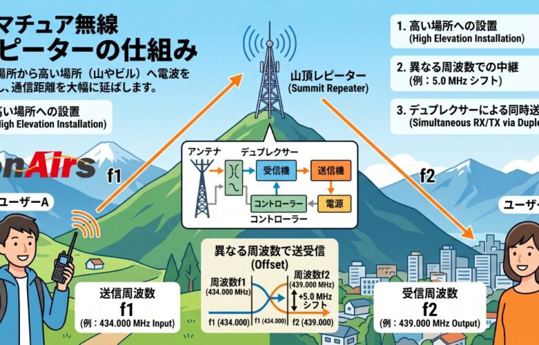 【初心者向け】アマチュア無線の「レピーター」とは？ 仕組みから使い方、ルールまで徹底解説！